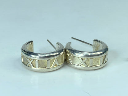 Tiffany & Co. Sterling Silver 1837 Mark Wide Hoop Earrings 24.5 mm 17.7g JR906