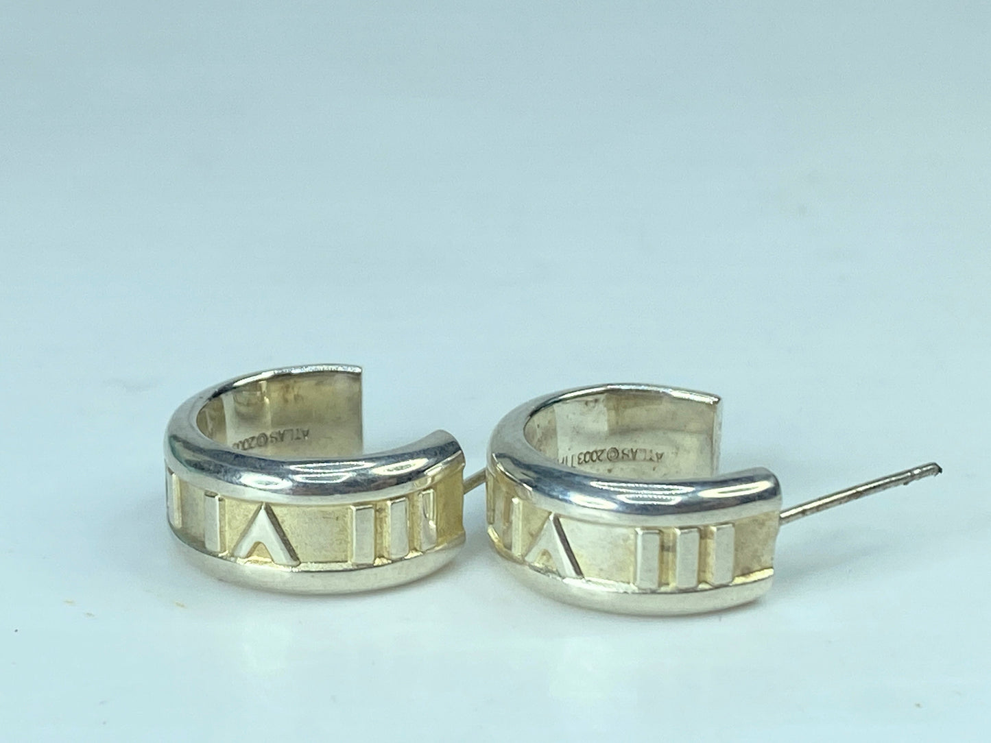 Tiffany & Co. Sterling Silver 1837 Mark Wide Hoop Earrings 24.5 mm 17.7g JR906