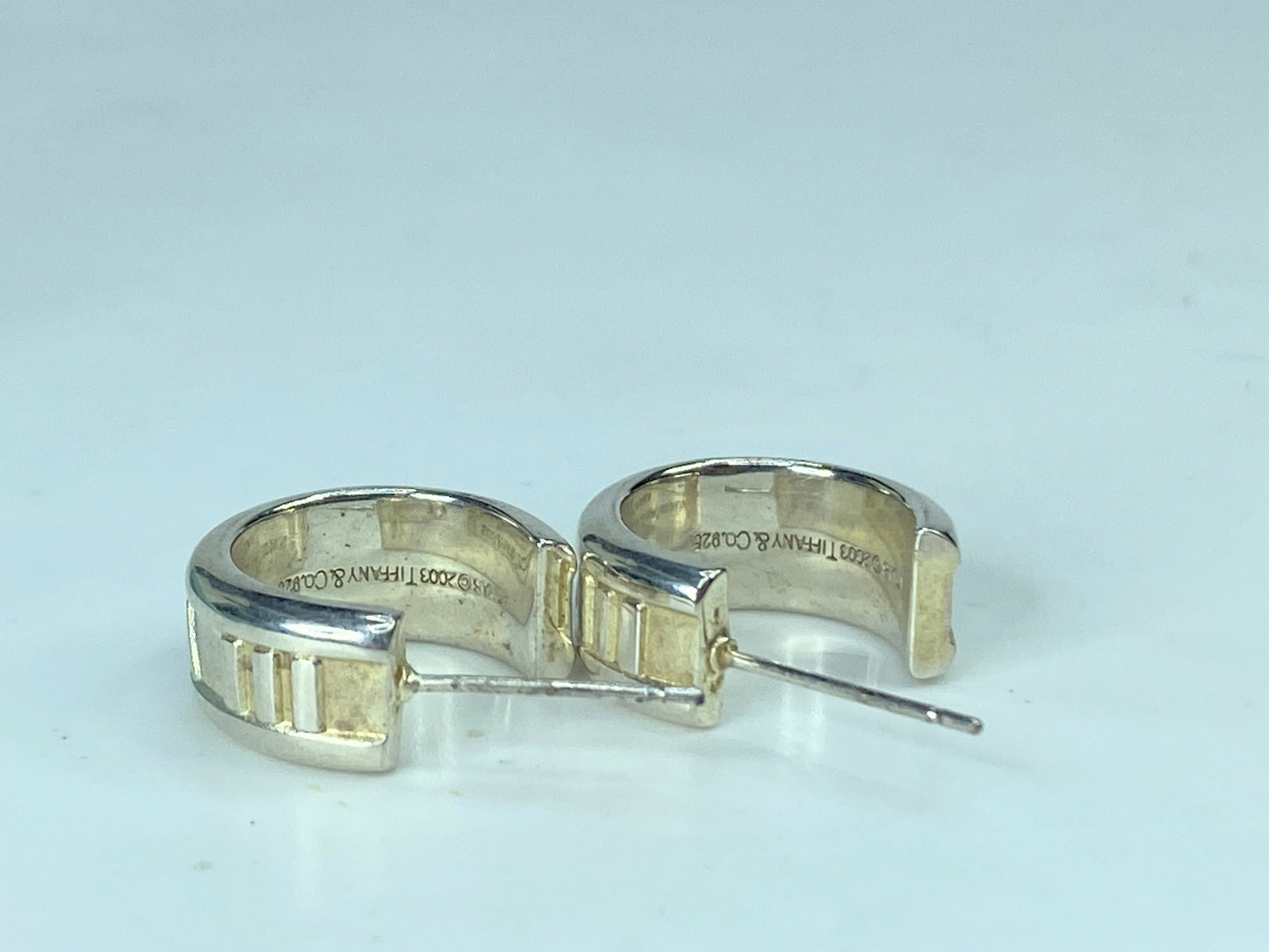 Tiffany & Co. Sterling Silver 1837 Mark Wide Hoop Earrings 24.5 mm 17.7g JR906