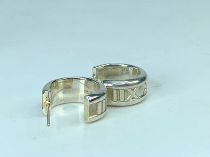 Tiffany & Co. Sterling Silver 1837 Mark Wide Hoop Earrings 24.5 mm 17.7g JR906