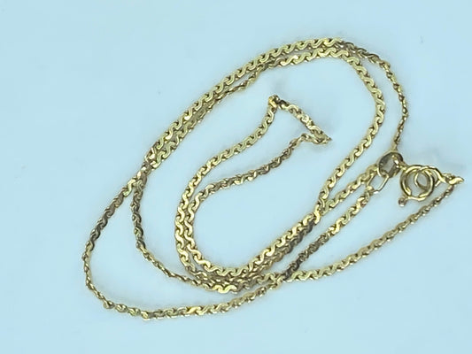 Italy 14K yellow gold 1.6mm Serpentine "S" chain necklace 1 1/4" 4.2g JR475
