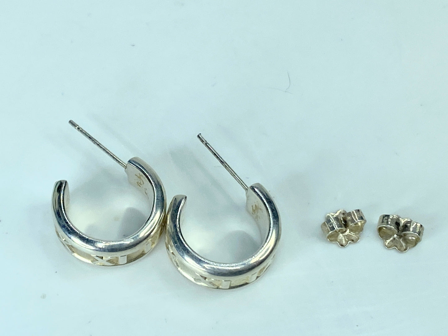 Tiffany & Co. Sterling Silver 1837 Mark Wide Hoop Earrings 24.5 mm 17.7g JR906