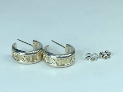 Tiffany & Co. Sterling Silver 1837 Mark Wide Hoop Earrings 24.5 mm 17.7g JR906
