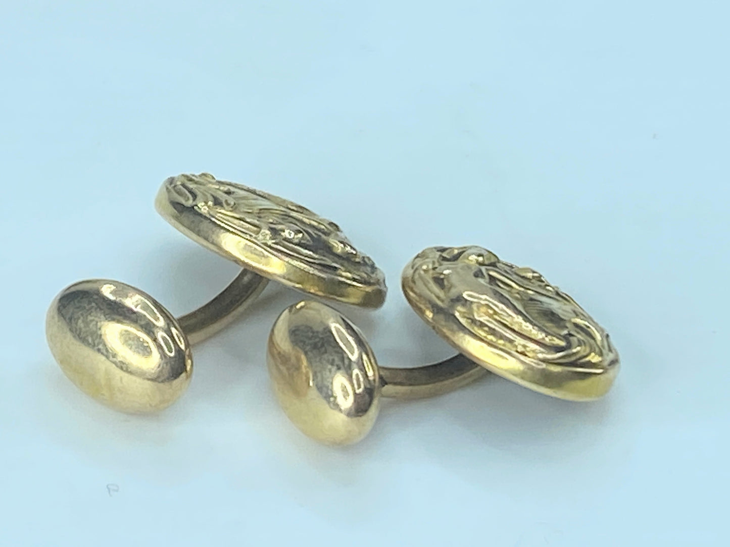 Art Deco 10K yellow gold Mermaid Cufflinks 4.5g JR477