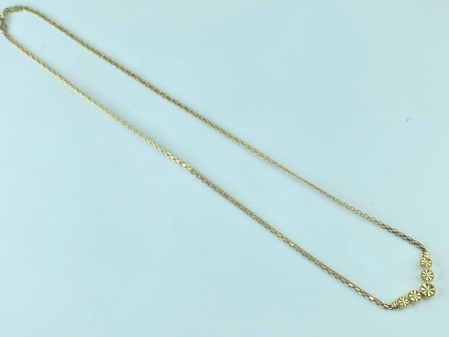 14K yellow gold five round starburst station pendant necklace 17.25" 4.5g JR478