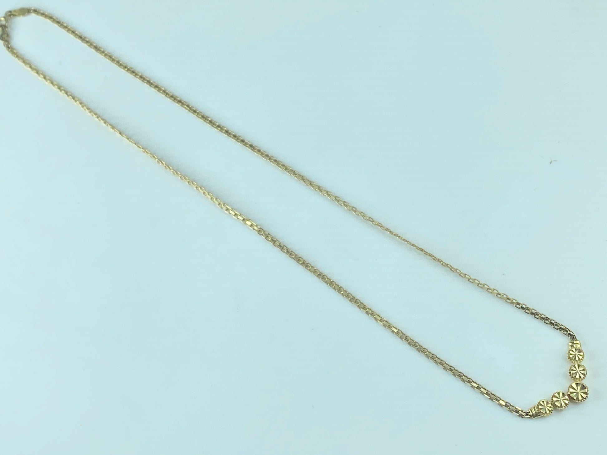 14K yellow gold five round starburst station pendant necklace 17.25" 4.5g JR478