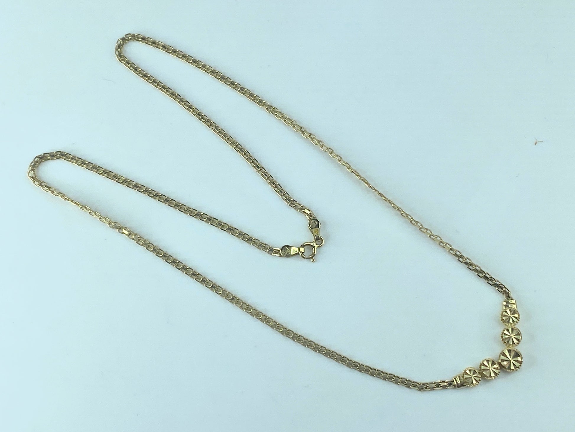 14K yellow gold five round starburst station pendant necklace 17.25" 4.5g JR478