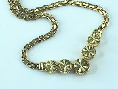 14K yellow gold five round starburst station pendant necklace 17.25" 4.5g JR478