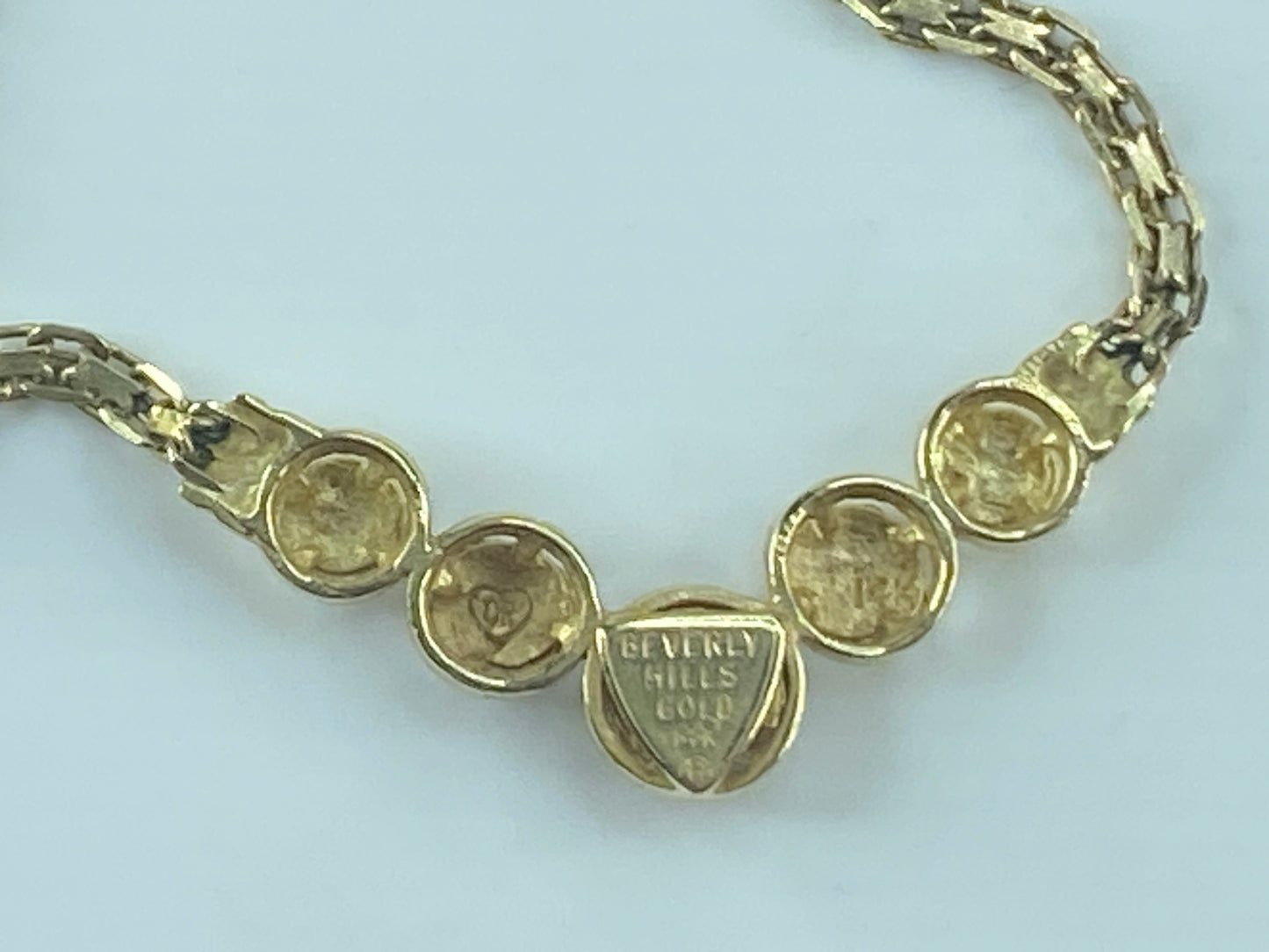 14K yellow gold five round starburst station pendant necklace 17.25" 4.5g JR478