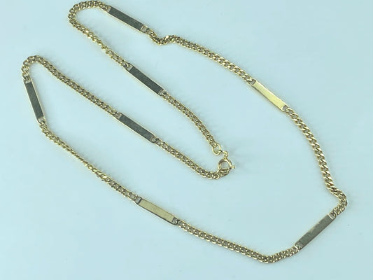 Italy Art Deco 14K yellow gold Link-Bar pocket watch chain/necklace 19.7g JR479