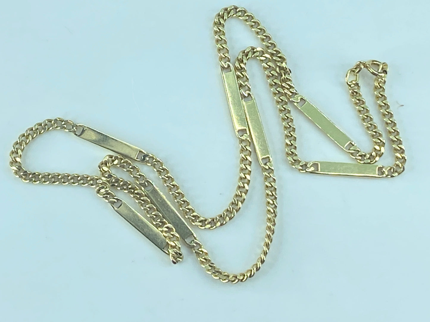 Italy Art Deco 14K yellow gold Link-Bar pocket watch chain/necklace 19.7g JR479