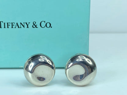 Tiffany & Co. Silver Nugget Bean Stud Earrings 18.3 x 8mm 8.3g JR907