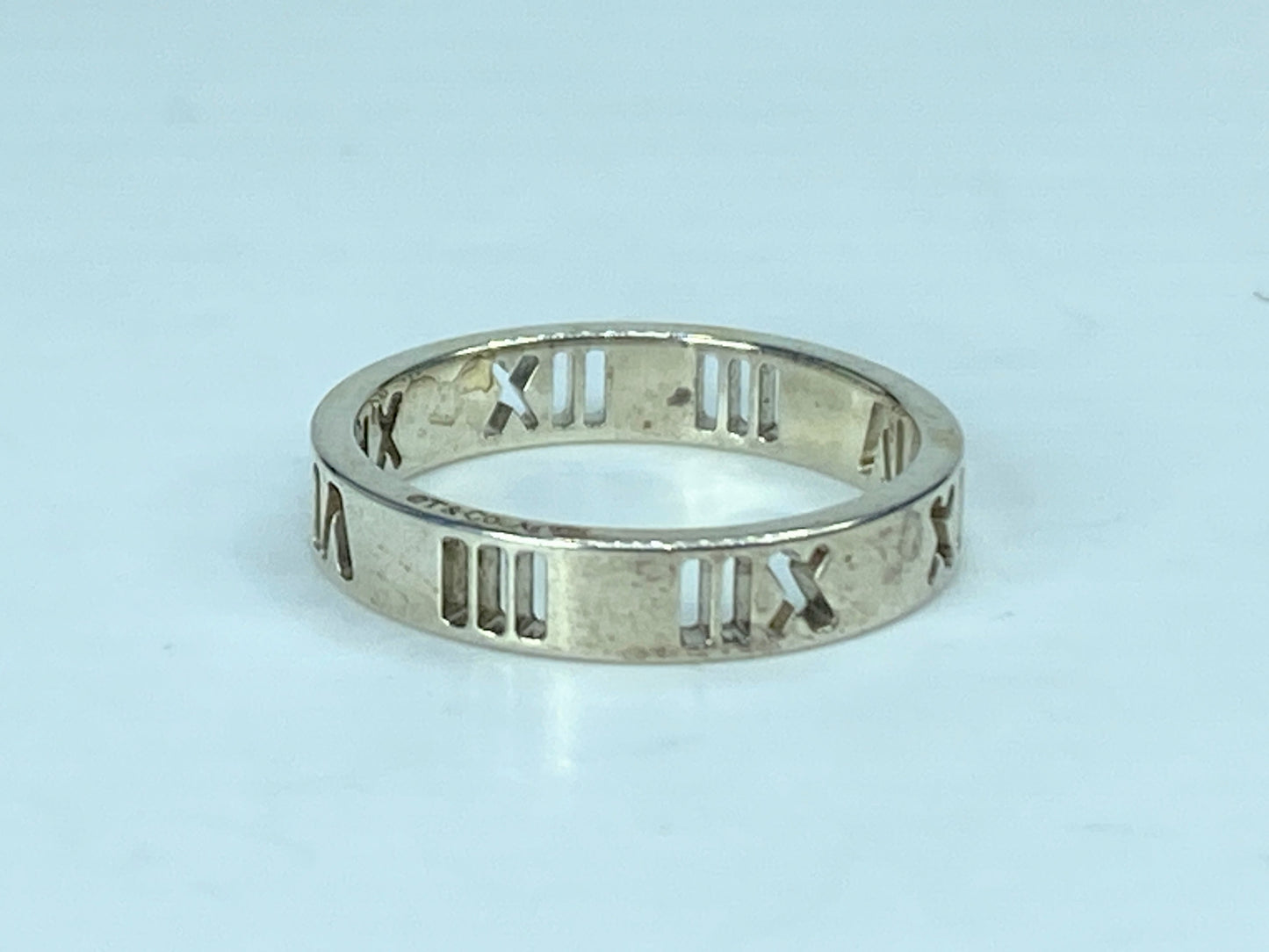 Tiffany & Co. Pierced Atlas Narrow Band in Sterling Silver with pouch s5.5 JR909