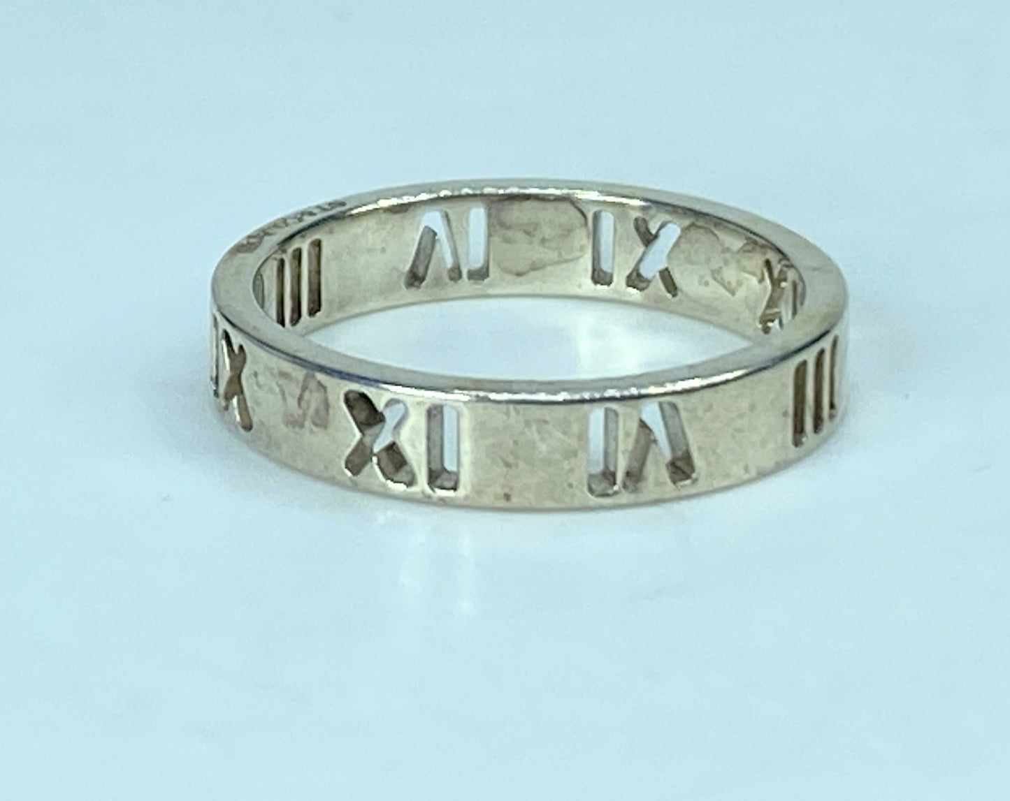 Tiffany & Co. Pierced Atlas Narrow Band in Sterling Silver with pouch s5.5 JR909