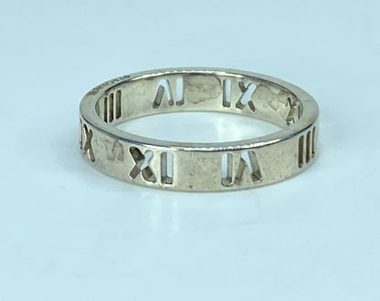 Tiffany & Co. Pierced Atlas Narrow Band in Sterling Silver with pouch s5.5 JR909