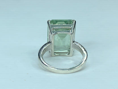 Tiffany & Co. 10 Carat Emerald Cut Prasiolite Silver Cocktail Ring s6 7.9g JR910