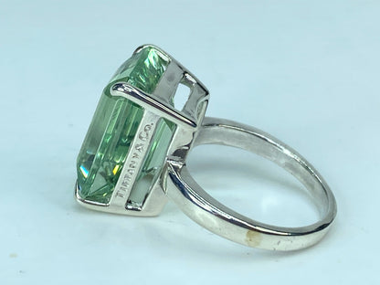 Tiffany & Co. 10 Carat Emerald Cut Prasiolite Silver Cocktail Ring s6 7.9g JR910