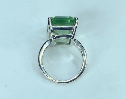 Tiffany & Co. 10 Carat Emerald Cut Prasiolite Silver Cocktail Ring s6 7.9g JR910