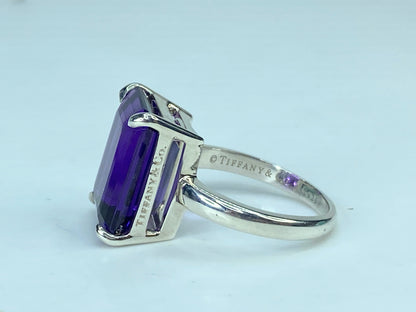Tiffany & co Sterling Silver Sparkler Amethyst Gemstone Ring Size 7 JR917
