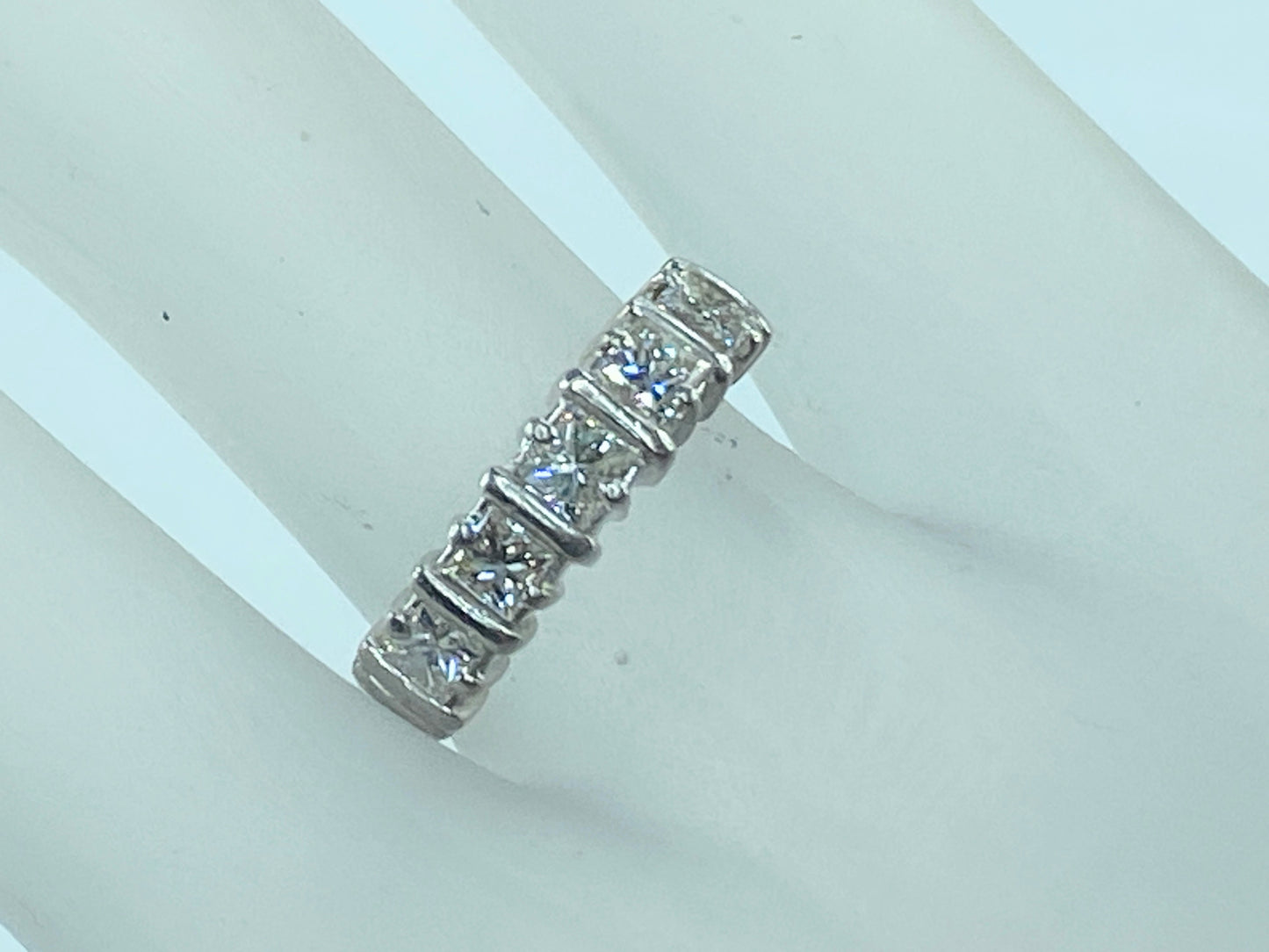 Platinum 1.02ct Square cut diamond five done ring 5g s7 JR481
