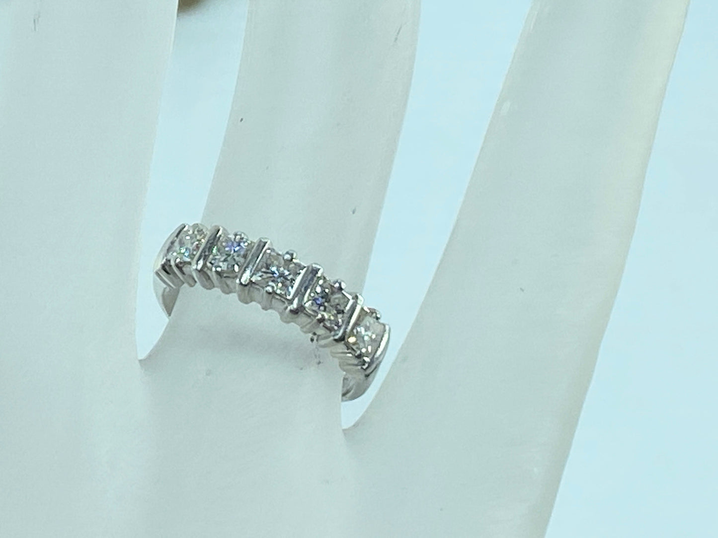 Platinum 1.02ct Square cut diamond five done ring 5g s7 JR481