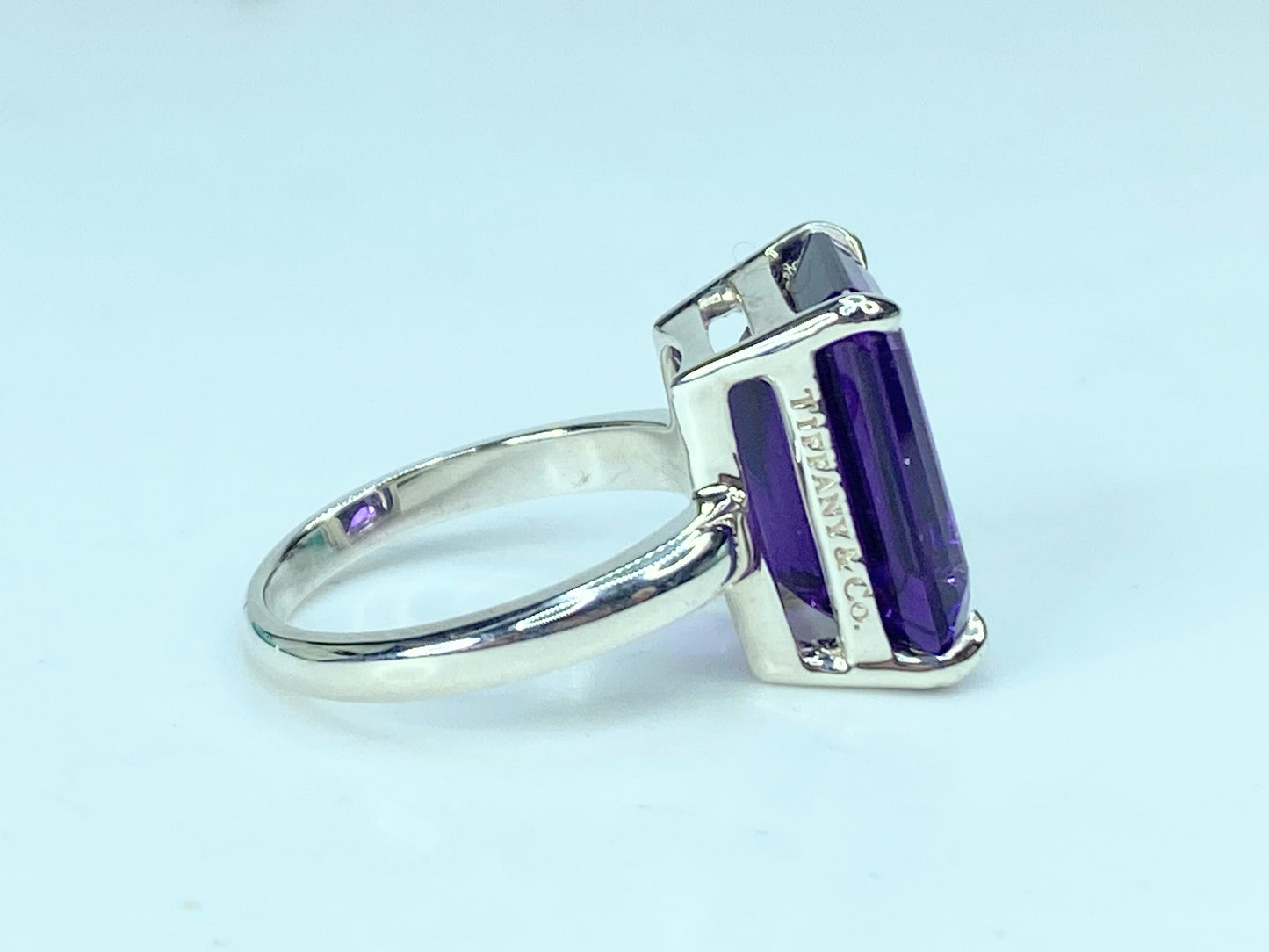 Tiffany & co Sterling Silver Sparkler Amethyst Gemstone Ring Size 7 JR917