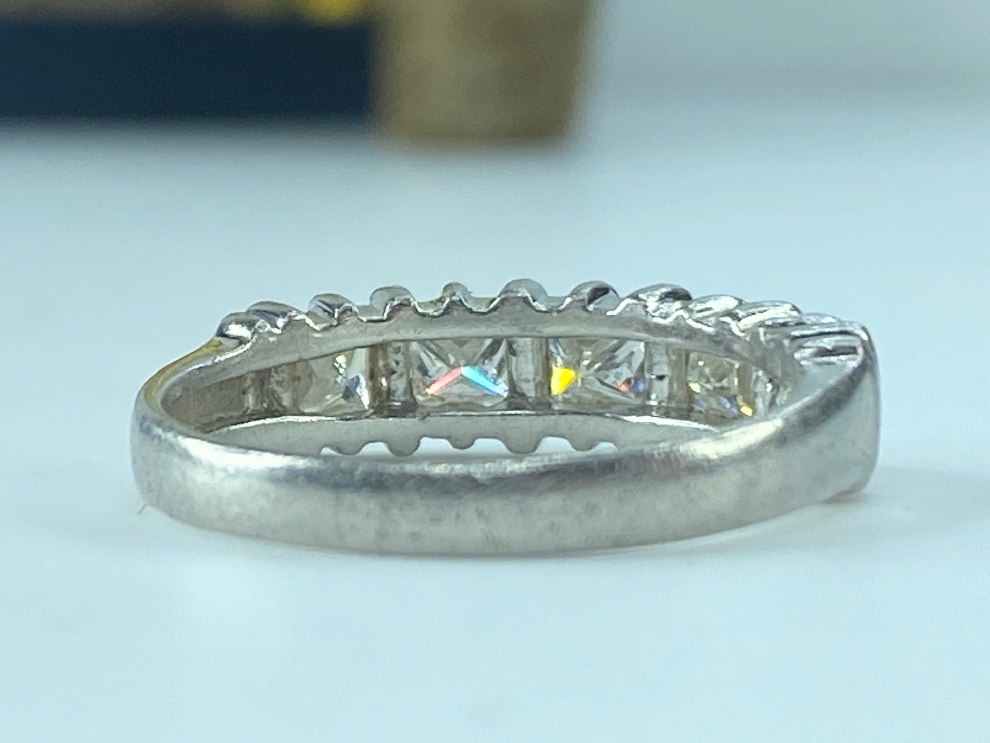 Platinum 1.02ct Square cut diamond five done ring 5g s7 JR481
