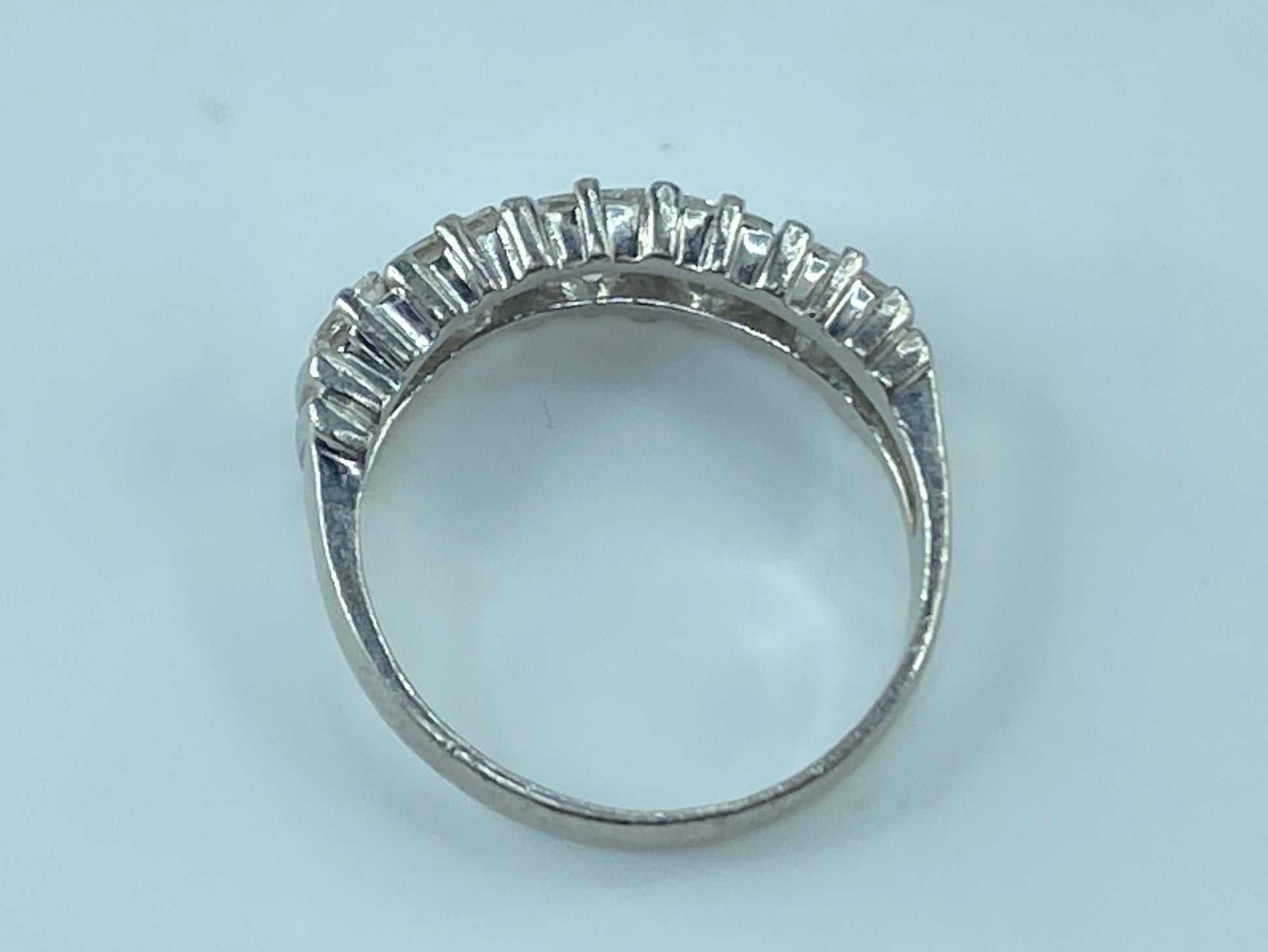 Platinum 1.02ct Square cut diamond five done ring 5g s7 JR481
