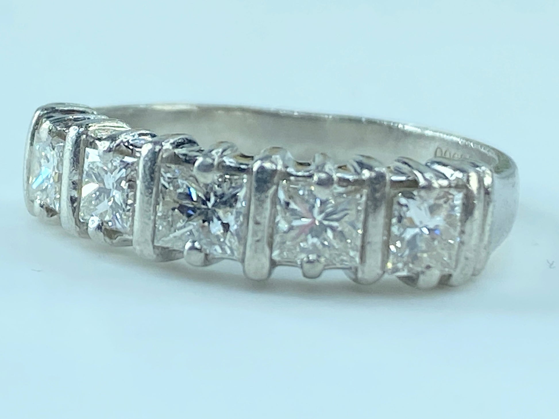 Platinum 1.02ct Square cut diamond five done ring 5g s7 JR481