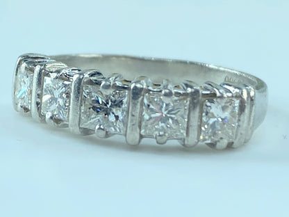 Platinum 1.02ct Square cut diamond five done ring 5g s7 JR481