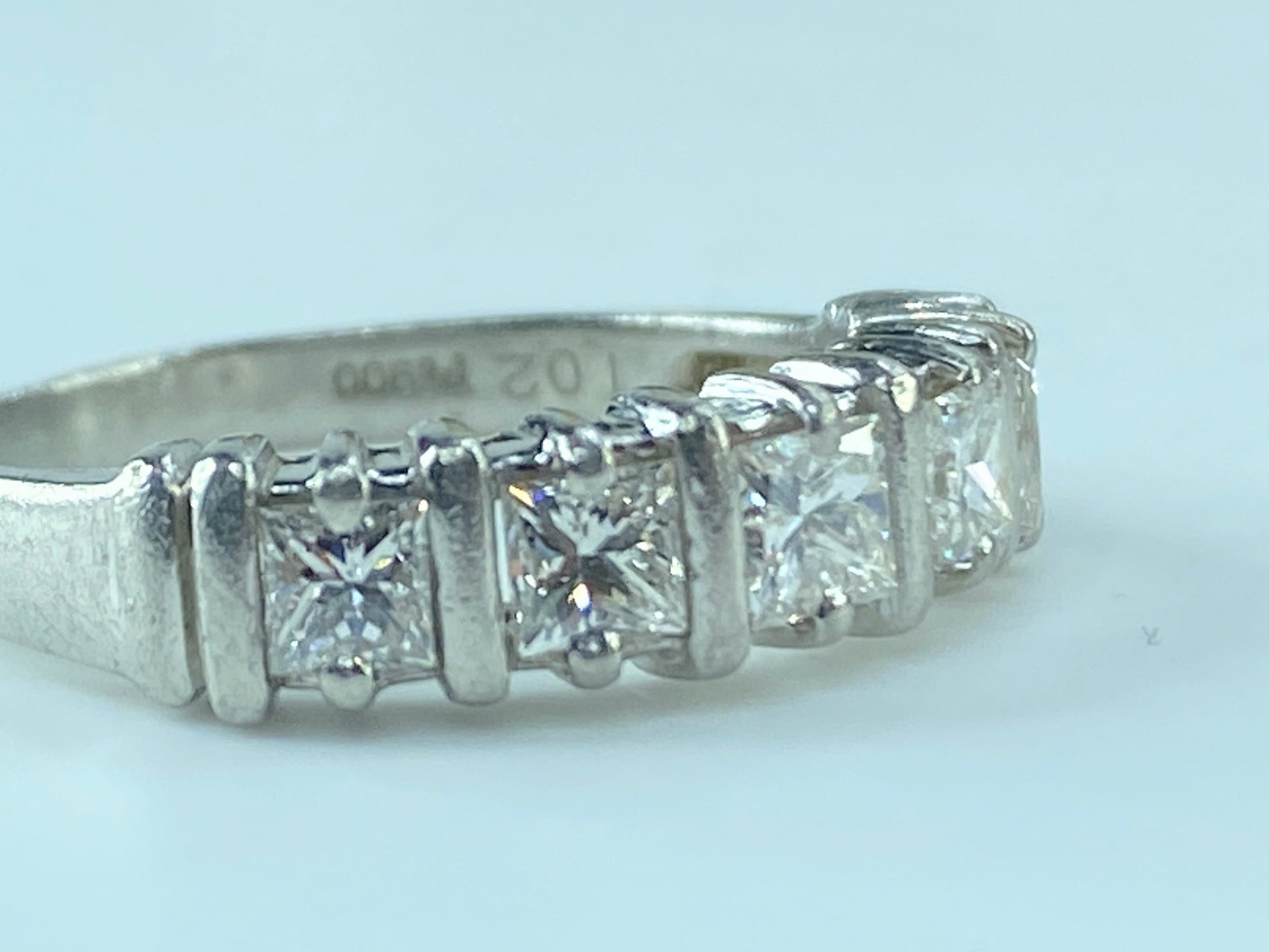 Platinum 1.02ct Square cut diamond five done ring 5g s7 JR481