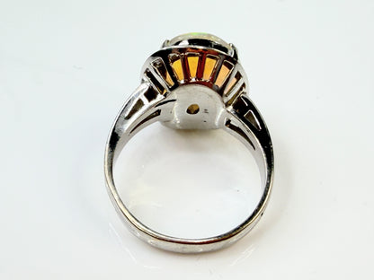 Mid-Century Platinum 4.45ct Opal Diamond Ring JR1432