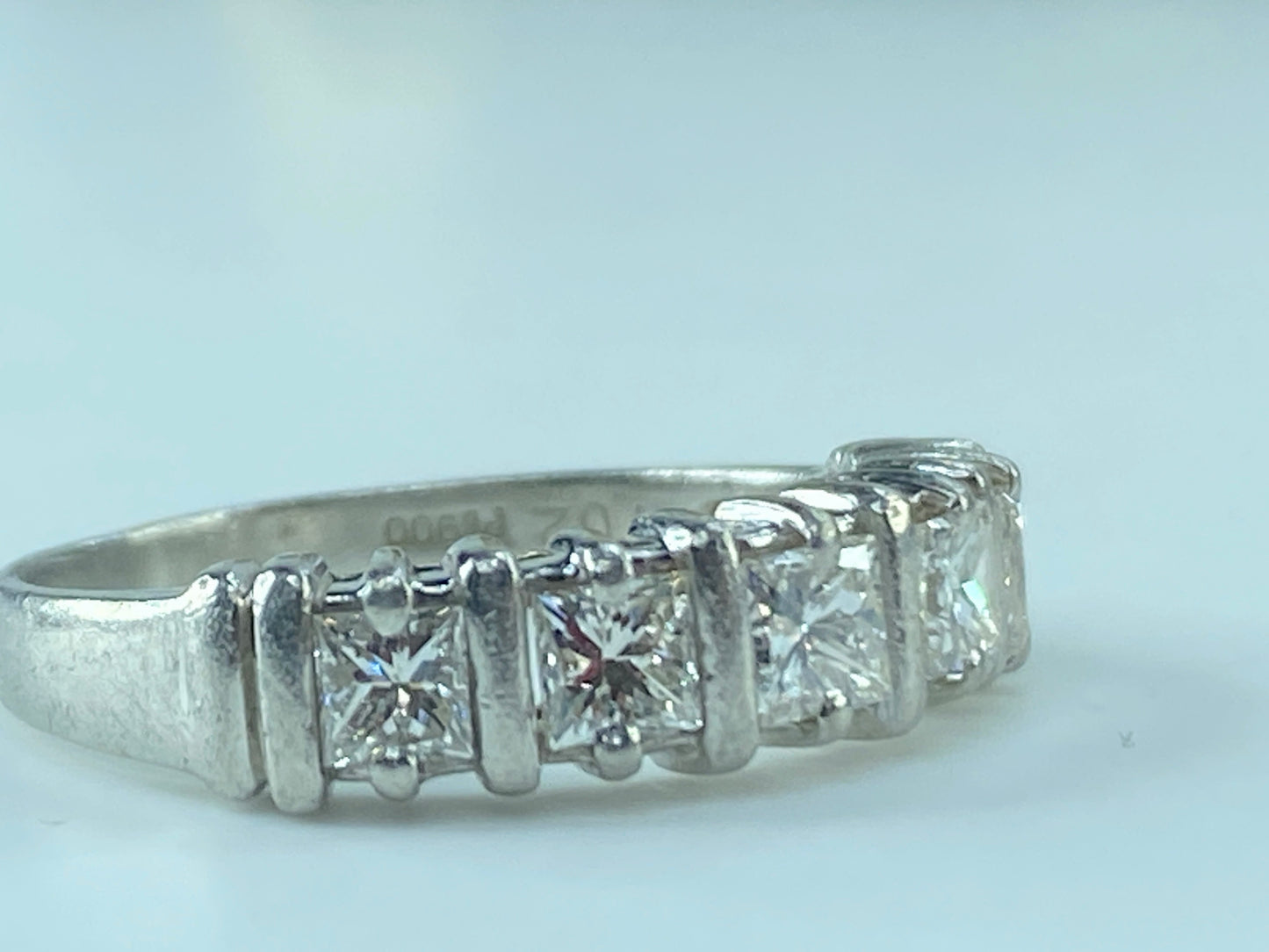 Platinum 1.02ct Square cut diamond five done ring 5g s7 JR481