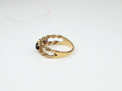Vintage 10K Gold Sapphire Trio Rope Band Ring 5.5 JR1433