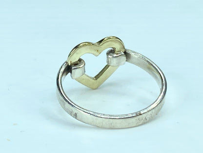 Tiffany &  Co. Sterling Silver 18K Yellow Gold Open Heart Ring 50 5.5 2.3g JR913