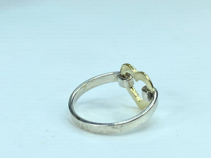 Tiffany &  Co. Sterling Silver 18K Yellow Gold Open Heart Ring 50 5.5 2.3g JR913