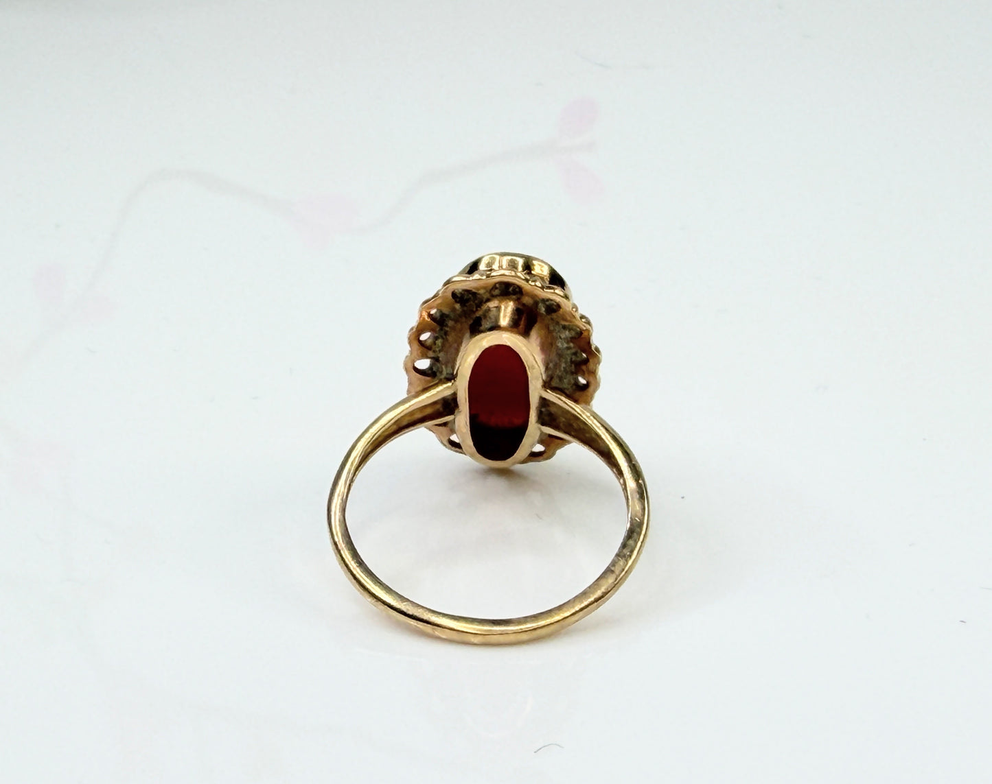 Vintage 14K Gold Shell Cameo Ring Size 4 JR1434