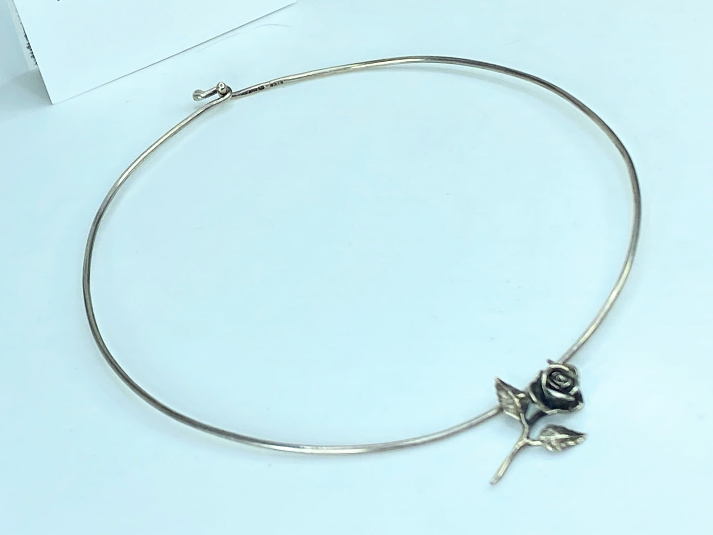 James Avery Sterling Silver 925 Hammered Choker Collar Necklace W/ Rose JR915