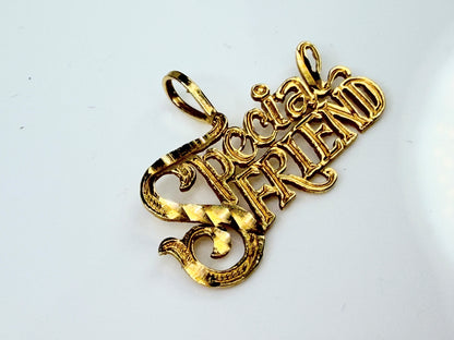 Vintage 14K Gold Special Friend Script Pendant JR1435