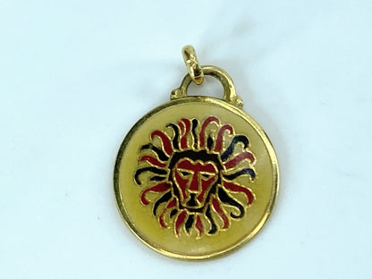 18K yellow gold Enamel Lion Head pendant 3.0g JR9666