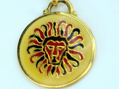 18K yellow gold Enamel Lion Head pendant 3.0g JR9666