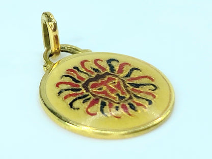 18K yellow gold Enamel Lion Head pendant 3.0g JR9666