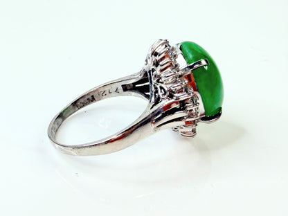 Natural Green Jadeite 7.12ct Diamond Platinum halo Ring JR1436