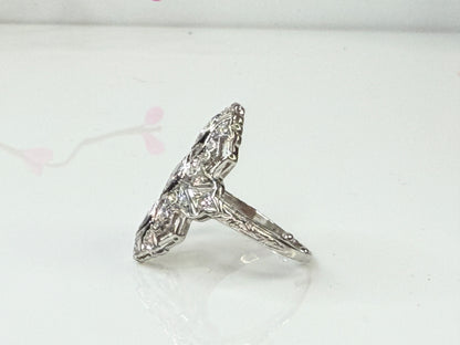 Art Deco Diamond Marquise Cluster Ring Platinum JR1437