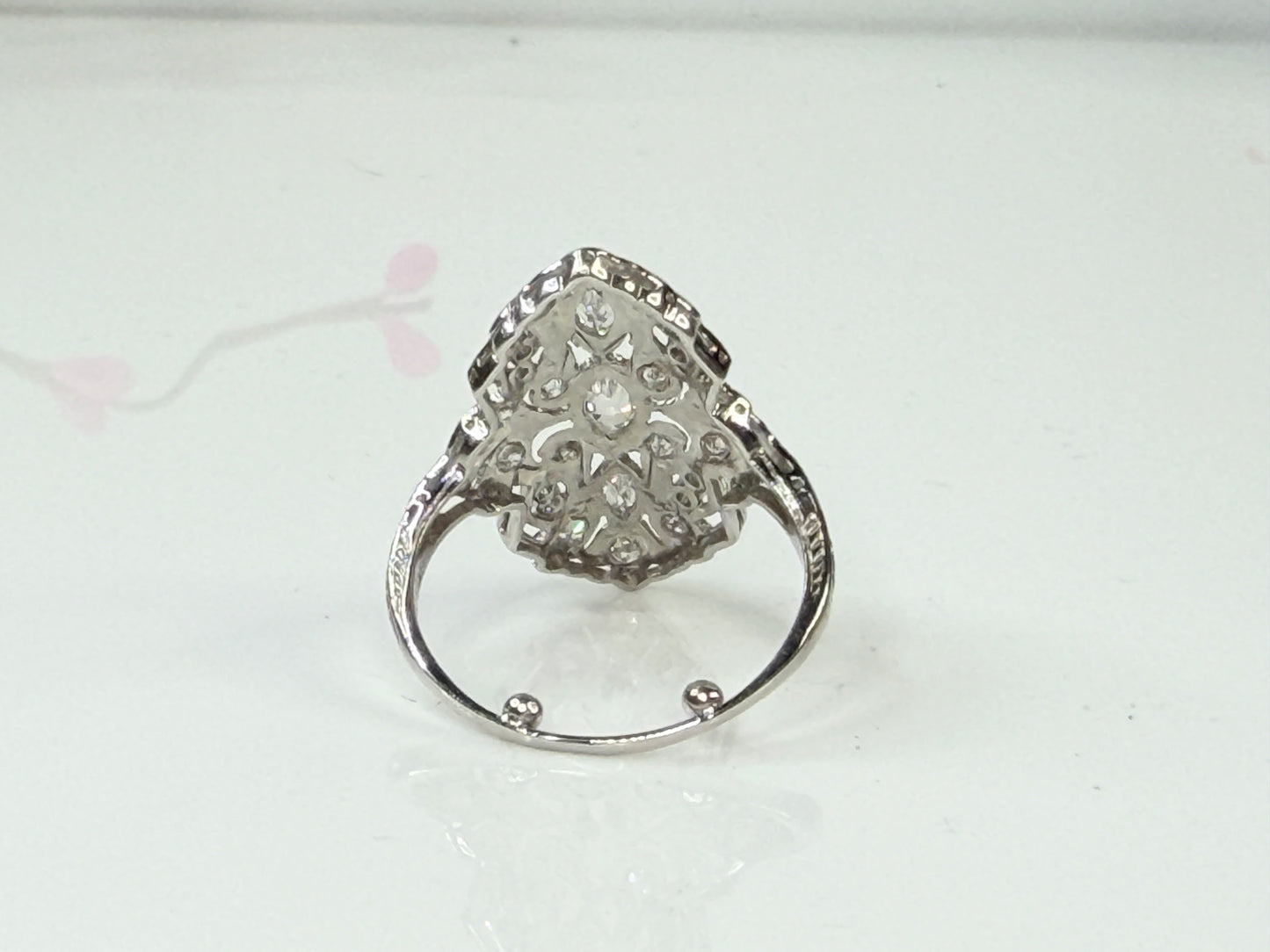 Art Deco Diamond Marquise Cluster Ring Platinum JR1437