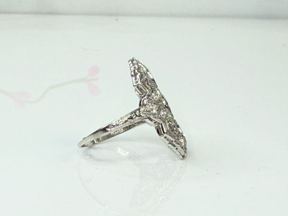 Art Deco Diamond Marquise Cluster Ring Platinum JR1437