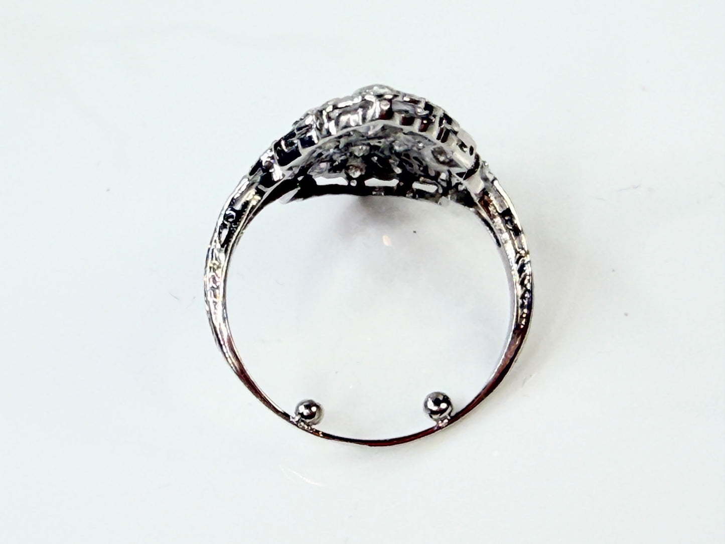 Art Deco Diamond Marquise Cluster Ring Platinum JR1437