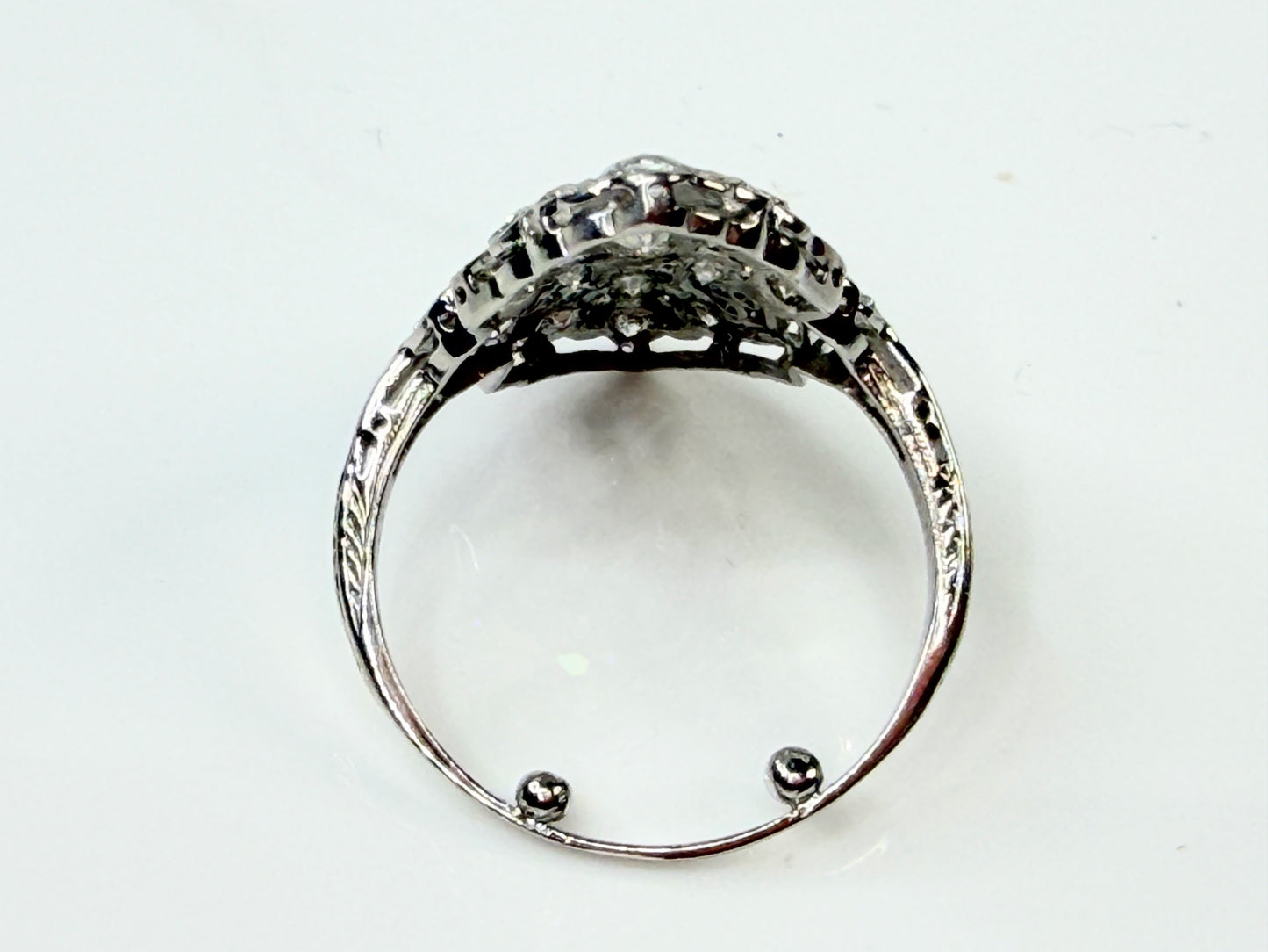 Art Deco Diamond Marquise Cluster Ring Platinum JR1437