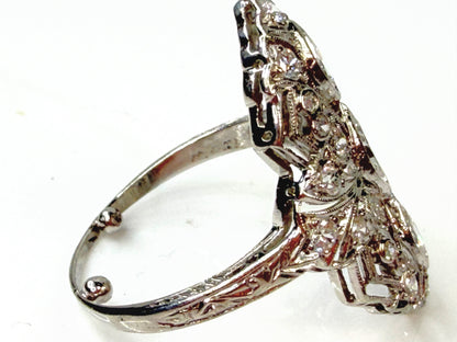 Art Deco Diamond Marquise Cluster Ring Platinum JR1437