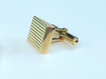 Tiffany & Co. 14K gold ribbed Cufflink w/pouch